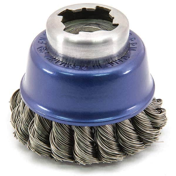 Osborn - 2-1/2" Diam 5/8-11 Threaded Arbor Stainless Steel Fill Cup Brush - Strong Tooling