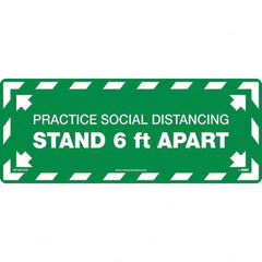 Please Practice Social Distancing Rectangle, White on Green, Use for Exit, Entrance & Directional