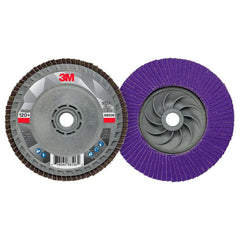 Flap Disc: 4-1/2″ Dia, 5/8-11 Hole, 120 Grit, Ceramic, Type 29 Coated, Plastic-Backed