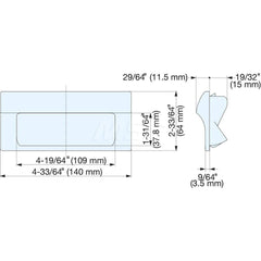 Recessed Pulls; Overall Width (Inch): 5-33/64; Overall Height (mm): 64.00000; Recess Width: 109.00; Recess Height: 37.80; Recess Depth: 15.00; Center to Center: 126.0000; Finish/Coating: Black; Mount: Snap-In; Material: ABS; Polycarbonate; Material: ABS;