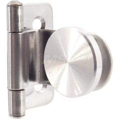 Inset Glass Door Hinge: 2 Mounting Holes Stainless Steel, Plain Finish