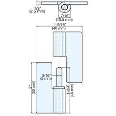 Residential Hinges; Type: Weld-On Lift-Off Hinge; Width (Inch): 1-37/64; Additional Information: Knuckles: 2; Hand: Left; Finish/Coating: Mirror; Minimum Order Quantity: 304 Stainless Steel; Material: 304 Stainless Steel; Pin Type: Non-removable; Material