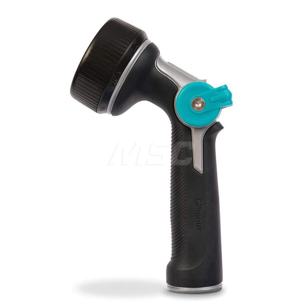 Garden Hose Spray Nozzles; Type: Pre-Set Watering Nozzle; Style: Thumb Control; Material: Plastic; Metal; Color: Black/Aqua; Thread Size (Inch): 3/4; Description: Pre-Set Watering Nozzle; Description: Pre-Set Watering Nozzle