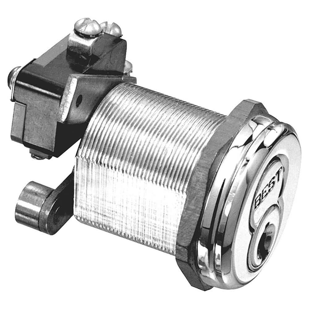 Key Switches; Switch Type: CAM Mount Electric  Lock; Switch Sequence: On-Off; Contact Form: SPDT; Actuator Type: Switch; Key; Terminal Type: Screw; For Use With: Electrical Controls; Machines; Electrical Panels; Maximum Operating Temperature (F): 176; Hor