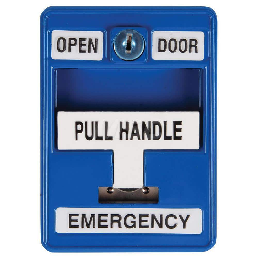 Pushbutton Control Stations; Control Station Type: Emergency Pull Station; Number of Operators: 1; Legend Markings: Pull Start; Switch Action: SPDT; Contact Configuration: SPDT; Operator Type: Handle; Color: Blue; Overall Height (mm): 5; Overall Width (De