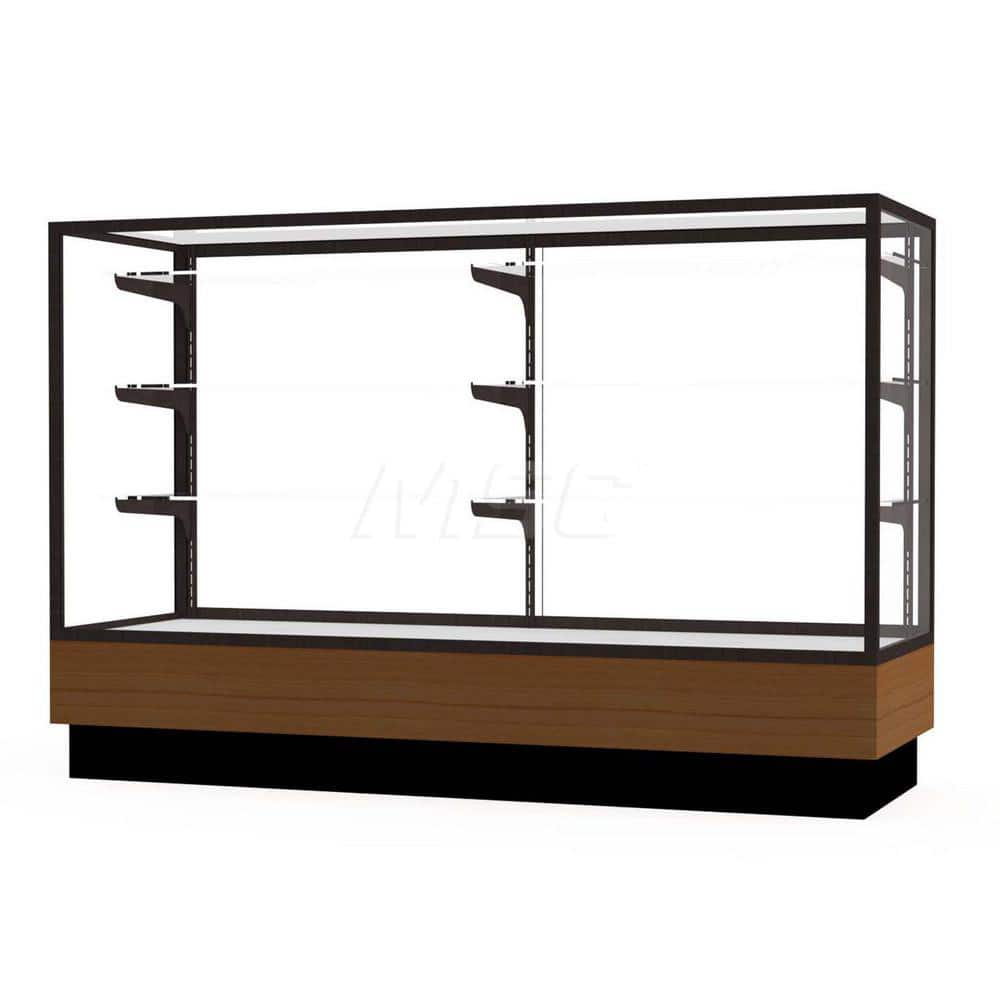 Bookcases; Color: Light Oak; Number of Shelves: 3; Width (Decimal Inch): 60.0000; Depth (Inch): 20; Material: Anodized Aluminum/Vinyl; Material: Anodized Aluminum/Vinyl