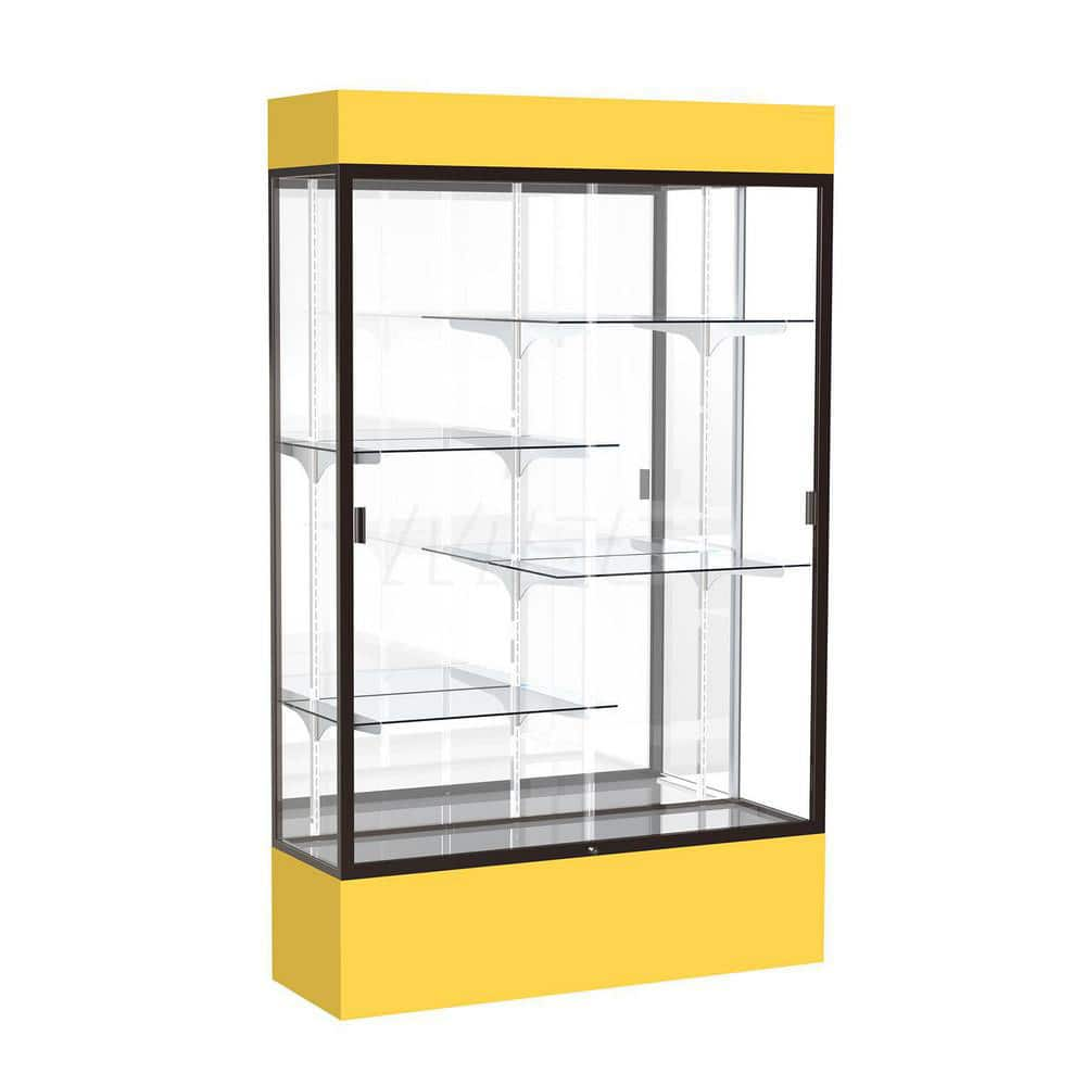 Bookcases; Color: Goldenrod; Number of Shelves: 4; Width (Decimal Inch): 48.0000; Depth (Inch): 16; Material: Anodized Aluminum/Laminate; Material: Anodized Aluminum/Laminate