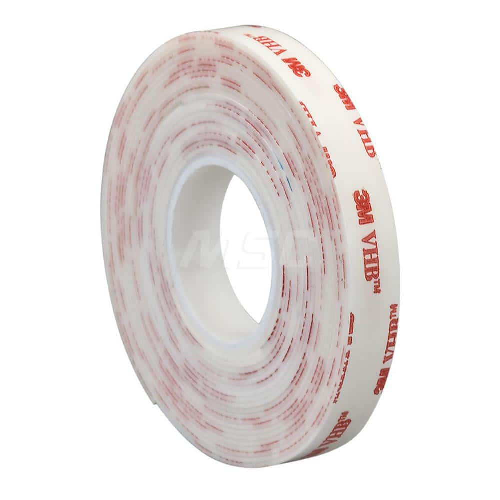 White Double-Sided Foam Tape: 3/8″ Wide, 5 yd Long, 25 mil Thick, Acrylic Adhesive