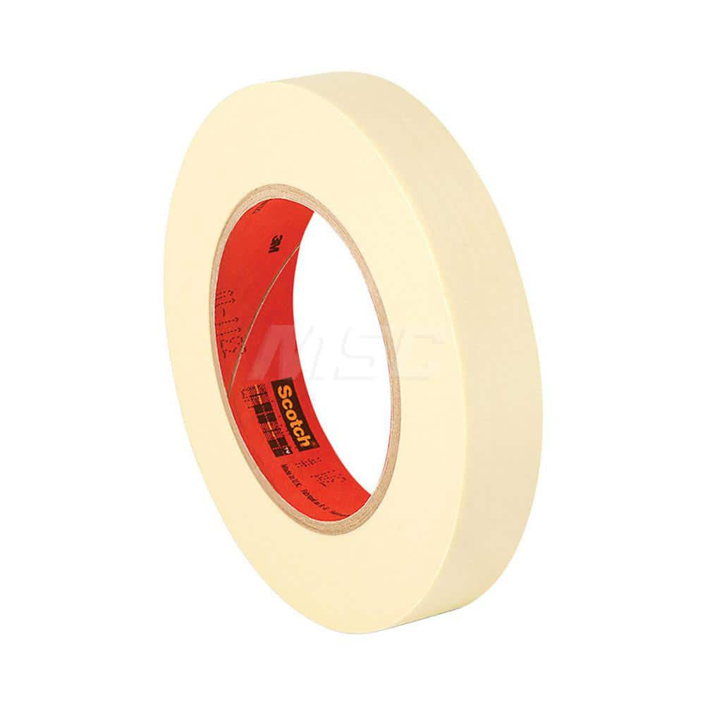 Masking Tape: 1″ Wide, 60 yd Long, 4.4 mil Thick, Natural Crepe Paper, Rubber Adhesive, 19 lb/in Tensile Strength