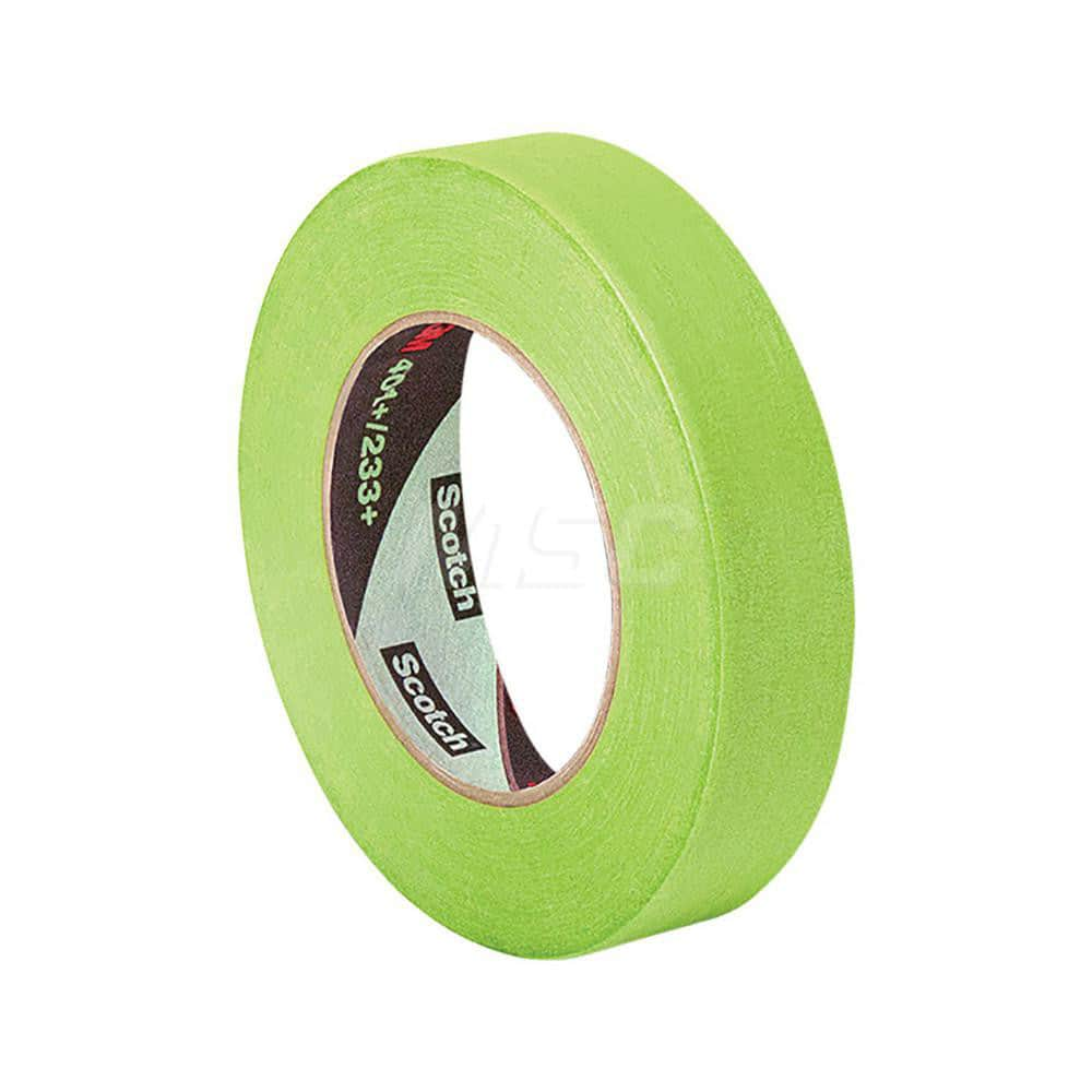 High Temperature Masking Tape: 3/8″ Wide, 60 yd Long, 6.7 mil Thick, Green Crepe Paper, Natural Synthetic Rubber Adhesive, 25 lb/in Tensile Strength