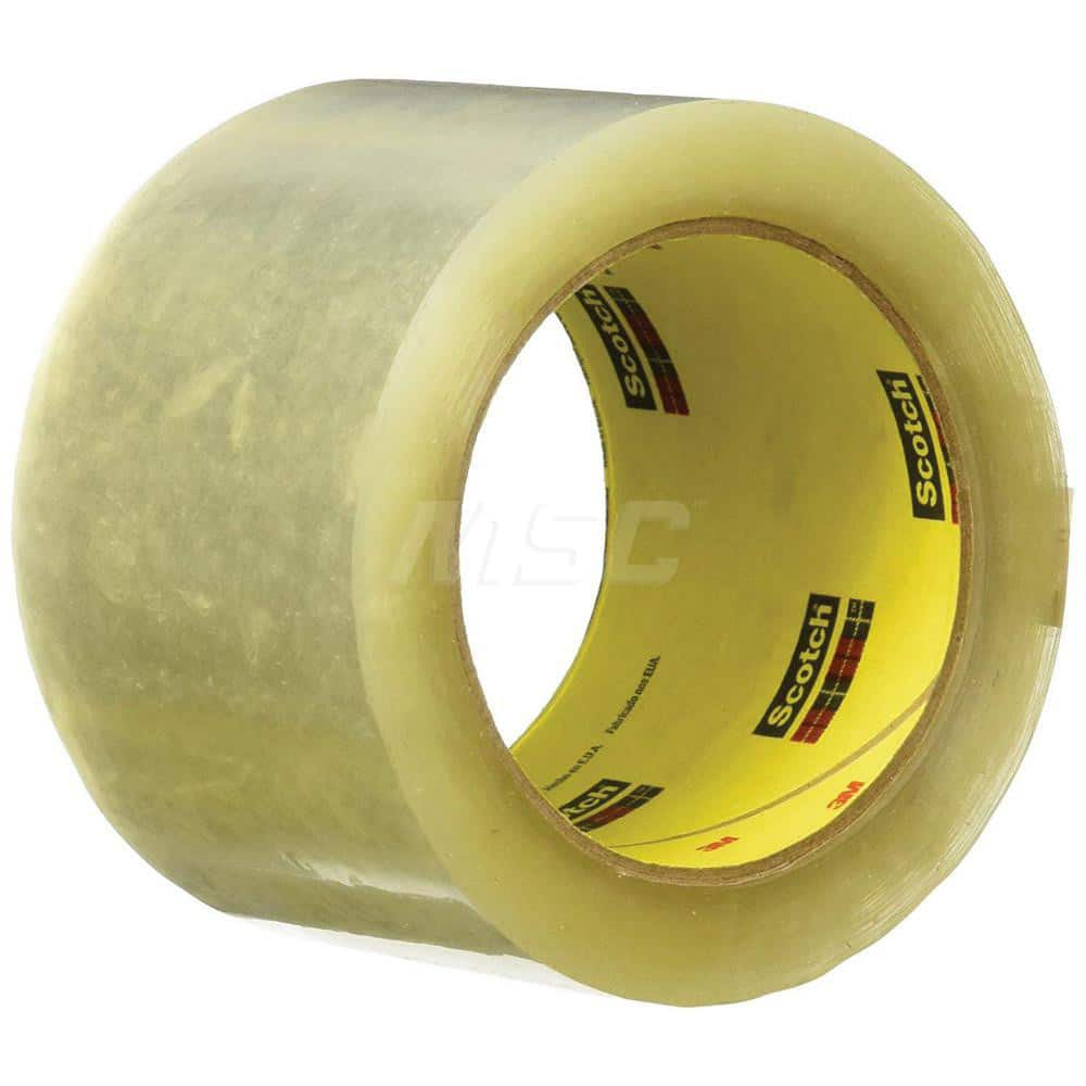 Packing Tape: Clear, Hot Melt Rubber Resin Adhesive Polypropylene Film, 3.1 mil Thick, 35 lb/in Tensile Strength