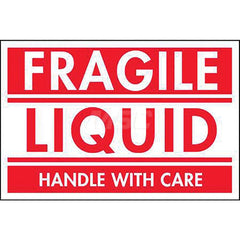 Care Instructions Label: ″Fragile, Liquid, Handle With Care″, Rectangle, 3″ Wide, 2″ High Paper