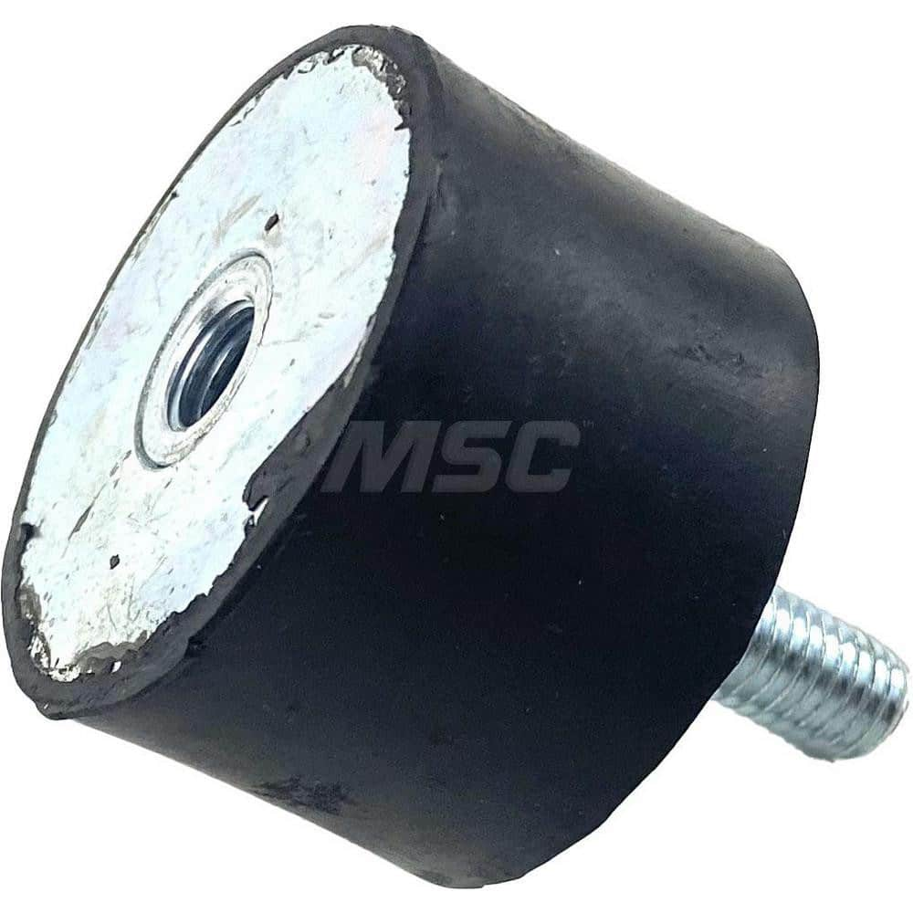 Vibration Isolators; Isolator Type: Plate/Stud; Maximum Load Capacity: 170.00; Insert Material: Zinc-Plated Steel; Isolator Material: Natural Rubber; Thread Size: 8 mm; Overall Width: 40; Overall Diameter: 40 mm; Overall Height: 25 mm; Thread Length: 23.0