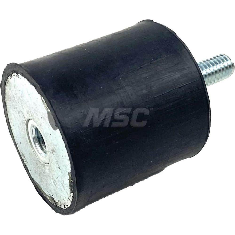 Vibration Isolators; Isolator Type: Plate/Stud; Maximum Load Capacity: 190.00; Insert Material: Zinc-Plated Steel; Isolator Material: Natural Rubber; Thread Size: 8 mm; Overall Width: 40; Overall Diameter: 40 mm; Overall Height: 40 mm; Thread Length: 23.0