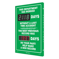 Safety First This Department has worked _Days Without A Lost Time Accident The Best Previous Record was _Days Rectangle, 3.75″ Thick, Indoor or Outdoor, For Inspection, Testing and Accident Data