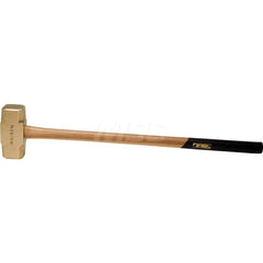 14 lb Brass Sledge Hammer, Non-Sparking, Non-Marring, 2-3/4 ™ Face Diam, 7 ™ Head Length, 36 ™ OAL, 32 ™ Wood Handle, Double Faced