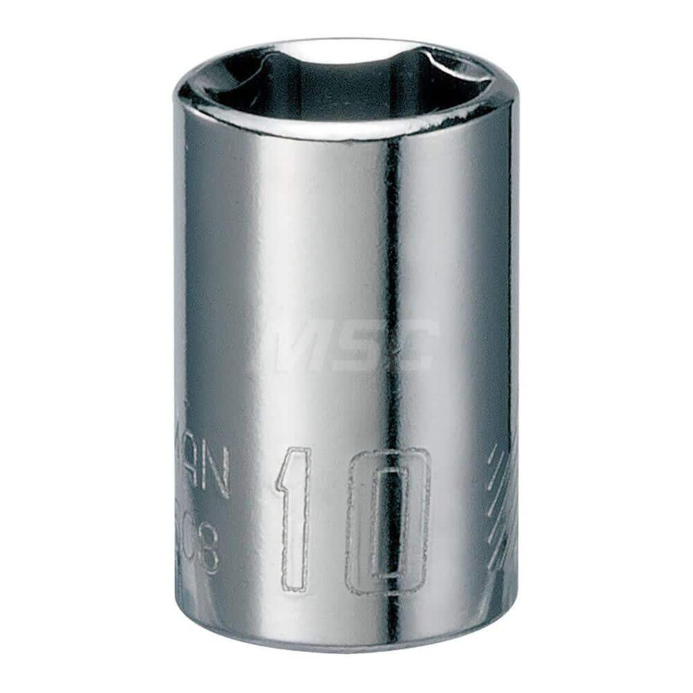 Hand Socket: 1/4″ Drive, 10 mm Socket, 6-Point Chrome-Plated & Polished