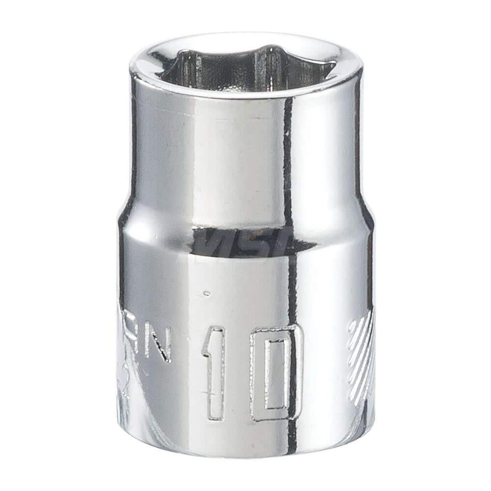 Hand Socket: 3/8″ Drive, 10 mm Socket, 6-Point Chrome-Plated & Polished