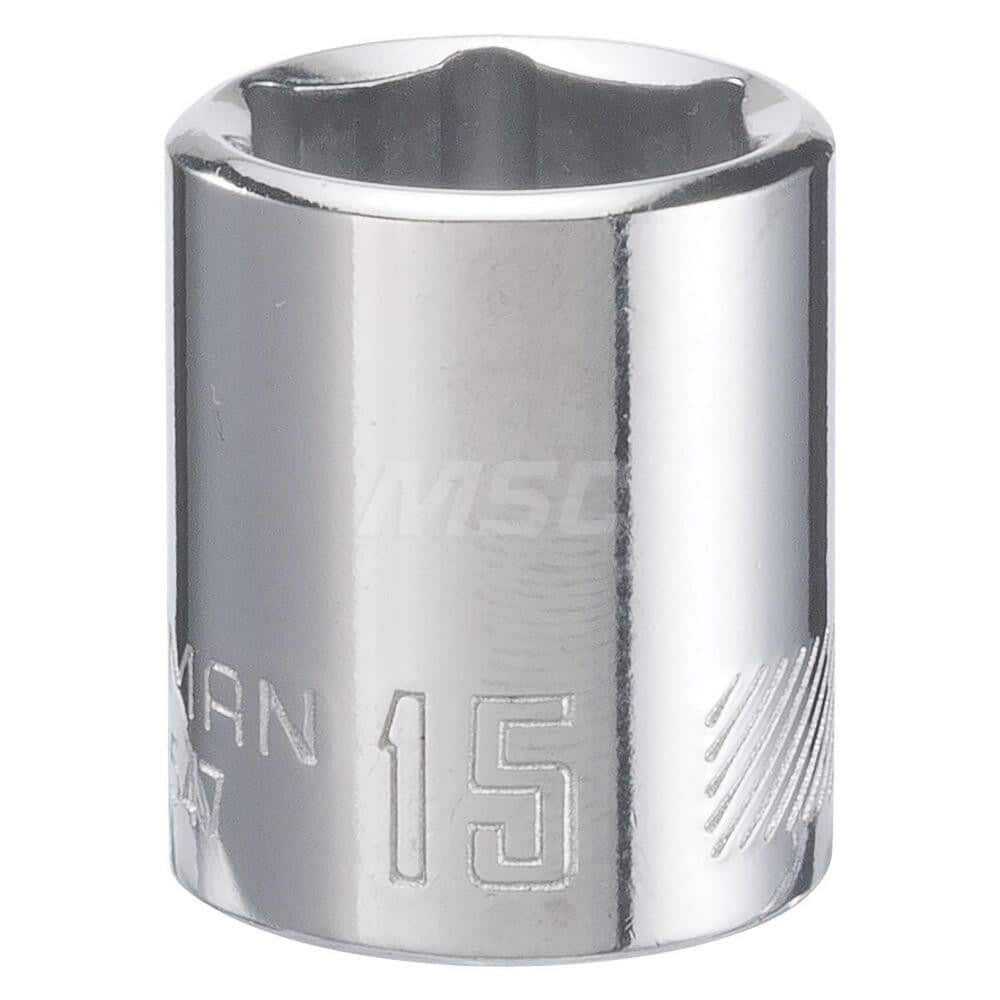 Hand Socket: 3/8″ Drive, 15 mm Socket, 6-Point Chrome-Plated & Polished