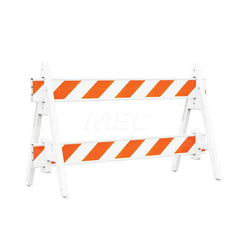 Pedestrian Barrier Kits; Type: A-Frame Barricade Set; Post/Base Material: Plastic; Rope/Chain Material: Polyethylene; Post/Base Color: White; Height (Inch): 42.0; Contents: (2) 8 ft L x 7.75 in H x 1.75 in W Plastic I-Beam Boards with High Intensity Prism