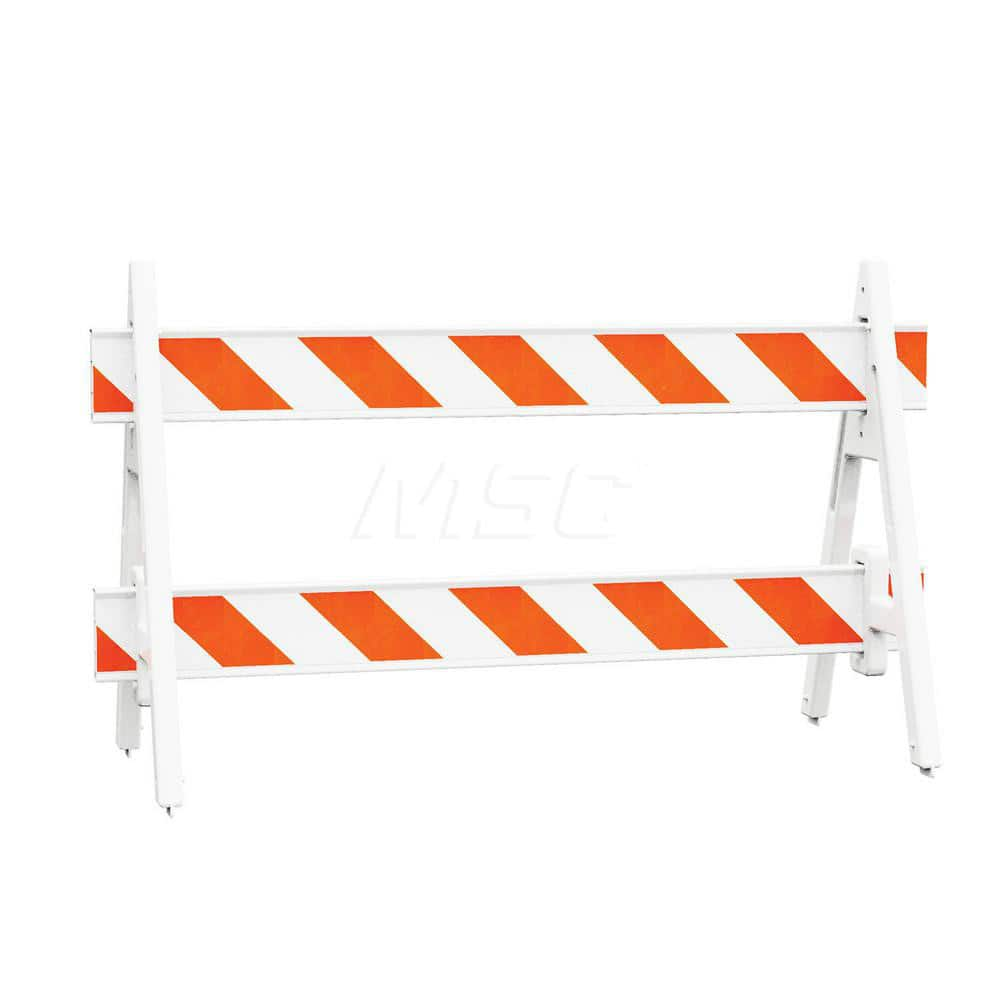 Pedestrian Barrier Kits; Type: A-Frame Barricade Set; Post/Base Material: Plastic; Rope/Chain Material: Polyethylene; Post/Base Color: White; Height (Inch): 42.0; Contents: (2) 28 in W x 42 in H Two White Plastic A-Frame Legs; (2) 6 ft L x 7.75 in H x 1.7