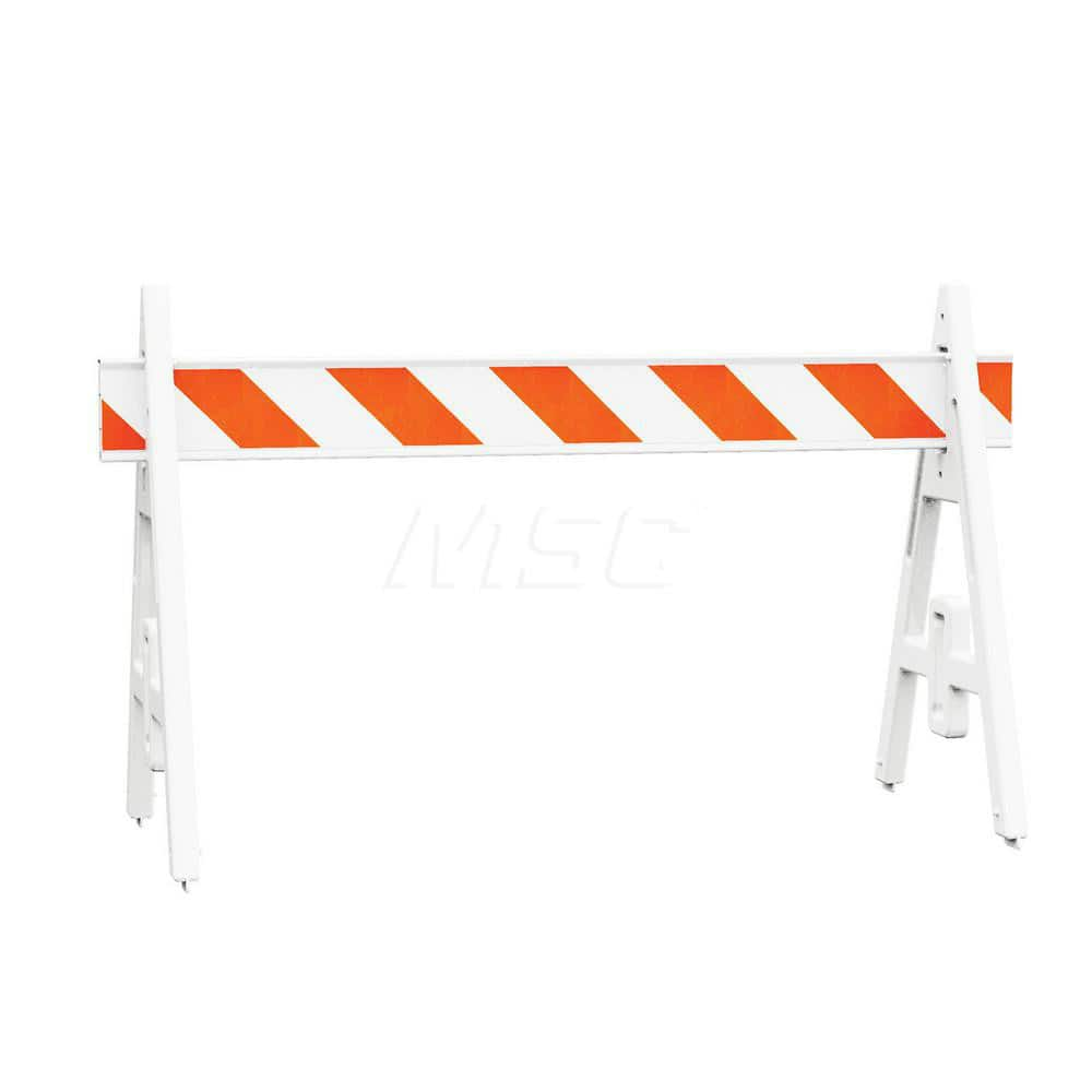 Traffic Barricades; Type: A-Frame; Barricade Height (Inch): 42; Material: Plastic; Barricade Width (Inch): 28; Reflective: Yes; Compliance: None; Color: White; Weight (Lb.): 5.0000; Top Panel Height (Inch): 8; Top Panel Width (Inch): 72