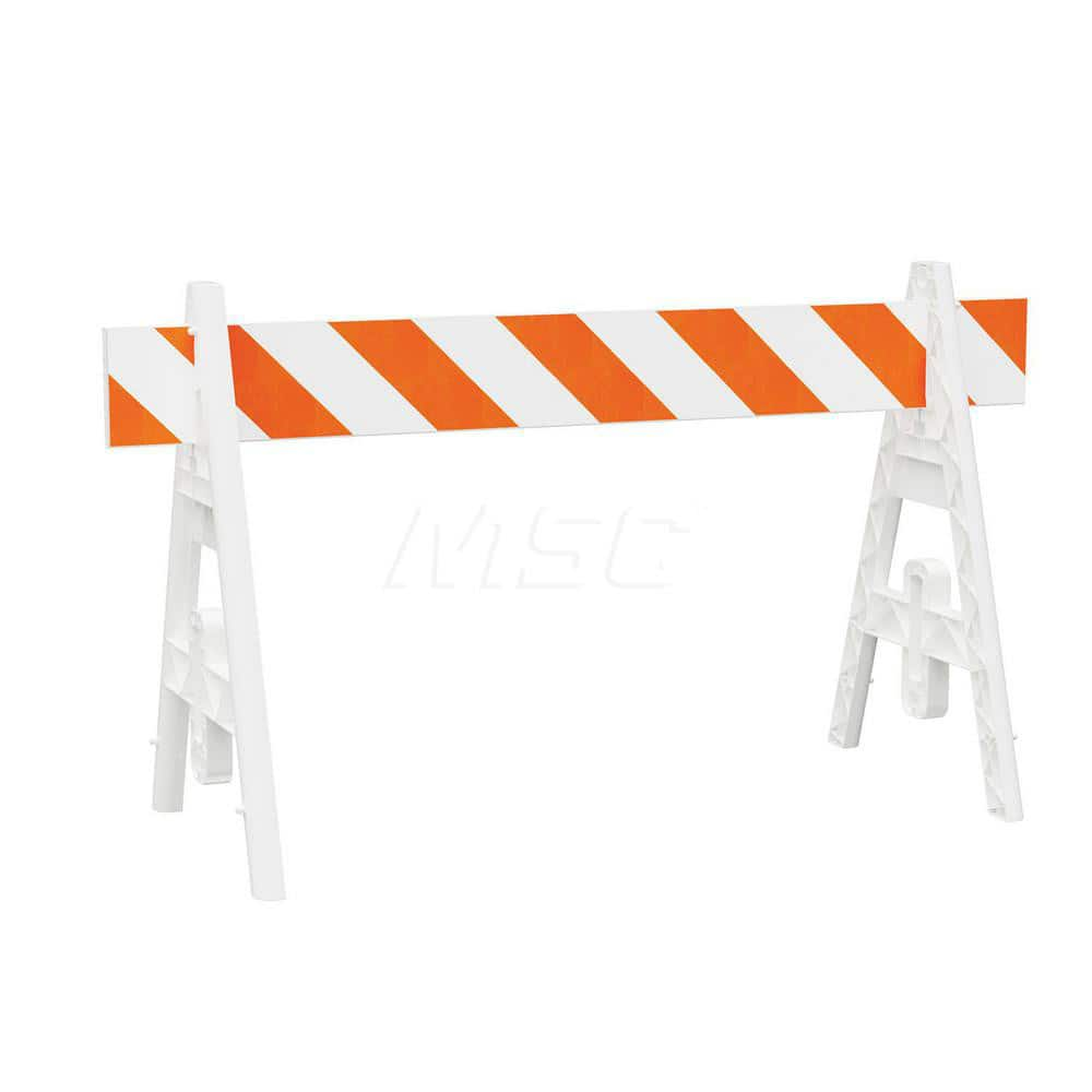 Traffic Barricades; Type: A-Frame; Barricade Height (Inch): 40; Material: Plastic; Barricade Width (Inch): 29; Reflective: Yes; Compliance: None; Color: White; Weight (Lb.): 6.0000; Top Panel Height (Inch): 8; Top Panel Width (Inch): 96