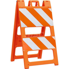 Traffic Barricades; Type: Type II; Barricade Height (Inch): 45; Material: Plastic; Barricade Width (Inch): 25; Reflective: Yes; Compliance: MASH Compliant; MUTCD; Color: Orange; Weight (Lb.): 16.0000; Top Panel Height (Inch): 12; Top Panel Width (Inch): 2