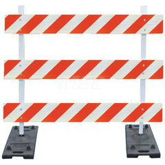 Traffic Barricades; Type: Type III; Barricade Height (Inch): 63; Material: Rubber Feet; Plastic Board; Polymer Plastic Upright; Barricade Width (Inch): 72; Reflective: Yes; Compliance: MASH Compliant; MUTCD; Weight (Lb.): 52.2500; Top Panel Height (Inch):