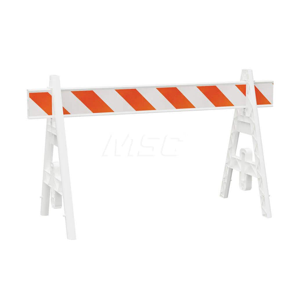 Traffic Barricades; Type: A-Frame; Barricade Height (Inch): 40; Material: Plastic; Barricade Width (Inch): 29; Reflective: Yes; Compliance: None; Color: White; Weight (Lb.): 6.0000; Top Panel Height (Inch): 8; Top Panel Width (Inch): 120; Additional Infor