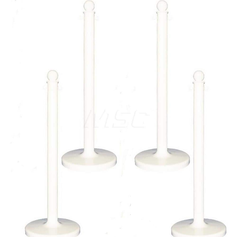 Free Standing Post Kit: 40″ High, 2″ Dia, Plastic Post Acrylonitrile Butadiene Styrene Plastic Round Base, White