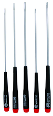 5 Piece - Precision Long Slotted & Phillips Screwdriver Set - #26192 - Includes: Slotted 2.5 - 4.0mm Phillips #0 - 1 - Strong Tooling