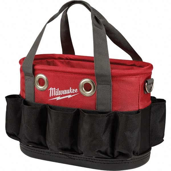 Milwaukee Tool - 24 Pocket, Ballistic Nylon, Black/Red Tool Bag - Strong Tooling