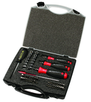 59 Piece - Torque Control - #28589 - Includes: Torque handle 10-50 Inch/Lbs; 5-10 Inch/Lbs and 15-80 Inch lbs. Hex; Torx®; Phillips; Slotted; Pozi Bits and Sockets in Storage Case - Strong Tooling