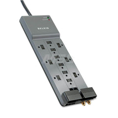 Belkin - Power Outlet Strips; Amperage: 15 ; Voltage: 125 ; Number of Outlets: 12 ; Material: ABS Plastic ; Mounting Type: Floor ; Cord Length (Feet): 10 - Exact Industrial Supply