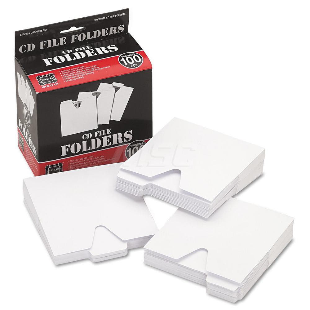 Vaultz - Office Machine Supplies & Accessories; Office Machine/Equipment Accessory Type: CD File Folder ; For Use With: Standard CD Storage Units ; Color: White - Exact Industrial Supply