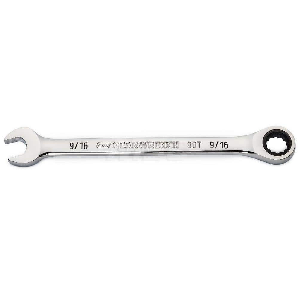 GEARWRENCH - Combination Wrenches; Type: Combination Wrench ; Tool Type: Ratcheting ; Size (Inch): 9/16 ; Number of Points: 12 ; Finish/Coating: Full Polish Chrome ; Material: Alloy Steel - Exact Industrial Supply