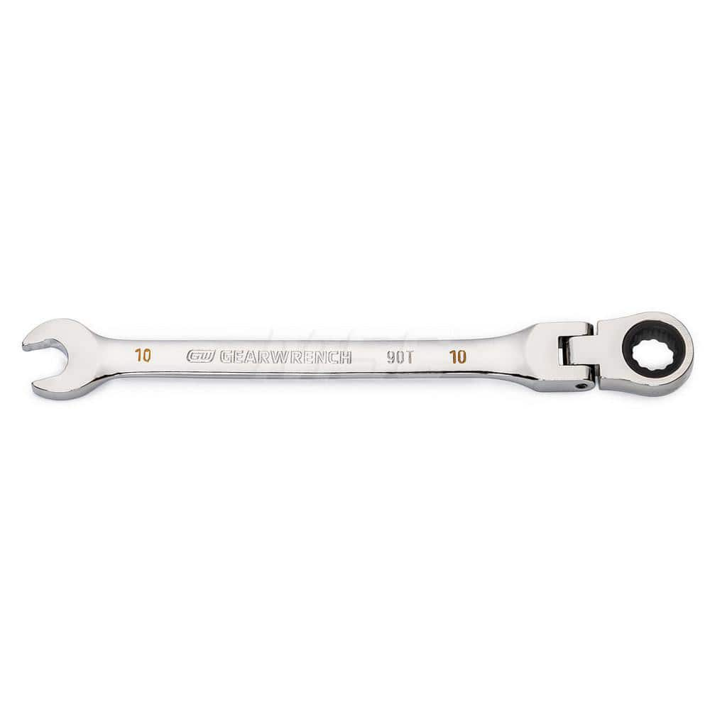 GEARWRENCH - Combination Wrenches; Type: Flex Head ; Tool Type: Ratcheting ; Size (mm): 10 ; Number of Points: 12 ; Finish/Coating: Full Polish Chrome ; Material: Alloy Steel - Exact Industrial Supply