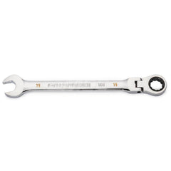 GEARWRENCH - Combination Wrenches; Type: Flex Head ; Tool Type: Ratcheting ; Size (mm): 19 ; Number of Points: 12 ; Finish/Coating: Full Polish Chrome ; Material: Alloy Steel - Exact Industrial Supply