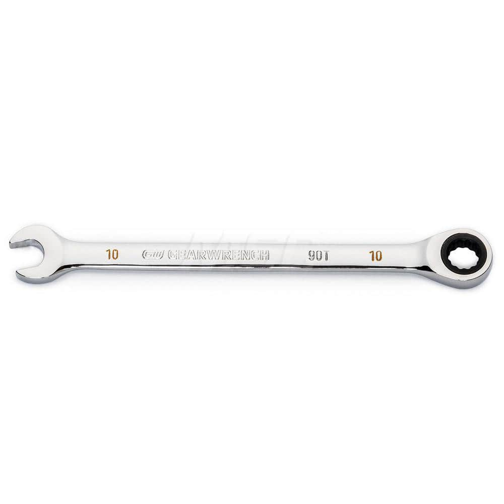 GEARWRENCH - Combination Wrenches; Type: Combination Wrench ; Tool Type: Ratcheting ; Size (mm): 10 ; Number of Points: 12 ; Finish/Coating: Full Polish Chrome ; Material: Alloy Steel - Exact Industrial Supply