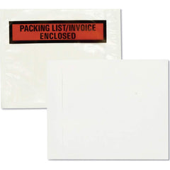 Quality Park - Packing Slip Pouches & Pockets; Packing Slip Type: Packaging List Envelope ; Imprint Description: Packing List/Invoice Enclosed ; Color: Clear/Orange ; Number of Pieces: 100.000 ; Width (Inch): 4-1/2 ; Length (Inch): 5-1/2 - Exact Industrial Supply