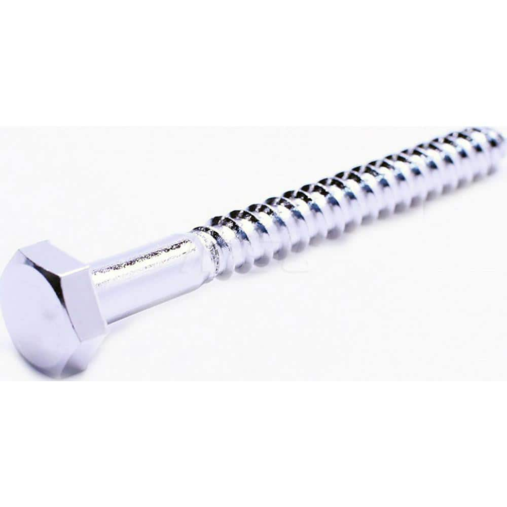 Lag Screws; Thread Size: 4.5″; Material: Stainless Steel; Head Type: Hex; Finish: NL-19; Head Height: 0.1719; Hex Size: 0.4375; Standards: ANSI B18.2.1; Application: Wood