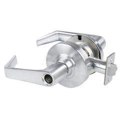 Lever Locksets; Type: Cylindrical Lock; Key Type: Keyless; Strike Type: Curved Lip Strike; Finish/Coating: Satin Chrome; Material: Metal; Material: Metal; Door Thickness: 1.75 in; Backset: 2.75 in; Cylinder Type: No Keyway; Minimum Order Quantity: Metal;