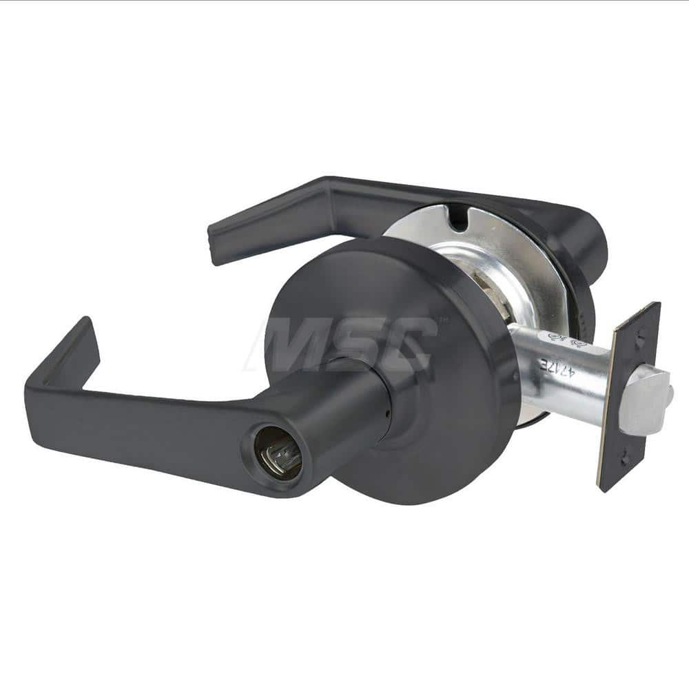 Lever Locksets; Type: Cylindrical Lock; Key Type: Keyless; Strike Type: Curved Lip Strike; Finish/Coating: Matte Black; Material: Metal; Material: Metal; Door Thickness: 1.75 in; Backset: 2.75 in; Cylinder Type: No Keyway; Minimum Order Quantity: Metal; M