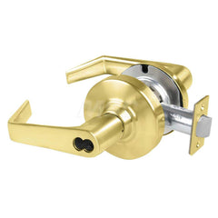 Lever Locksets; Type: Cylindrical Lock; Key Type: Keyless; Strike Type: Curved Lip Strike; Finish/Coating: Satin Brass; Material: Metal; Material: Metal; Door Thickness: 1.75 in; Backset: 2.75 in; Cylinder Type: No Keyway; Minimum Order Quantity: Metal; M