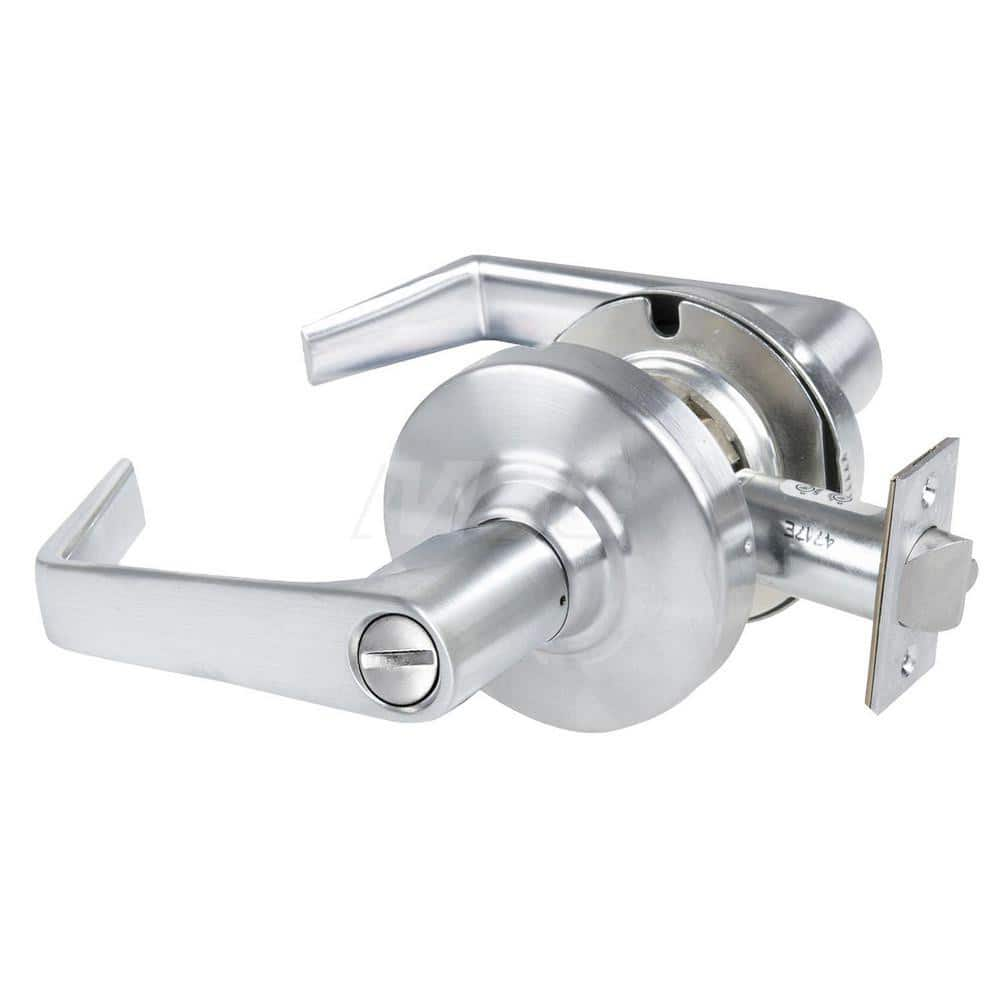 Lever Locksets; Type: Cylindrical Lock; Key Type: Keyless; Strike Type: Curved Lip Strike; Finish/Coating: Satin Chrome; Material: Metal; Material: Metal; Door Thickness: 1.75 in; Backset: 2.75 in; Cylinder Type: No Keyway; Minimum Order Quantity: Metal;