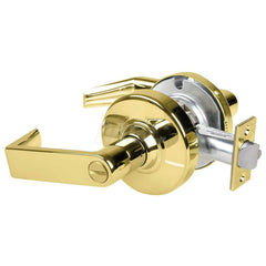 Lever Locksets; Type: Cylindrical Lock; Key Type: Keyless; Strike Type: Curved Lip Strike; Finish/Coating: Bright Brass; Material: Metal; Material: Metal; Door Thickness: 1.75 in; Backset: 2.75 in; Cylinder Type: No Keyway; Minimum Order Quantity: Metal;