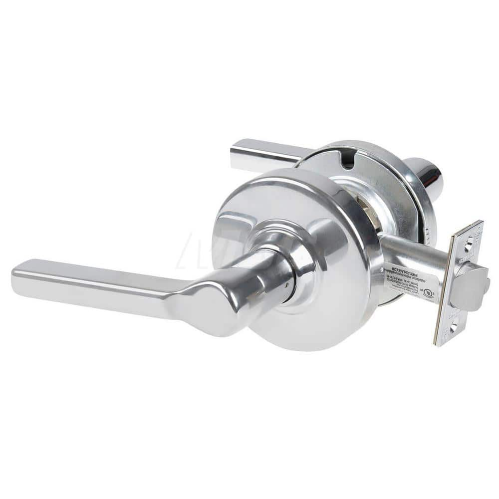 Lever Locksets; Type: Cylindrical Lock; Key Type: Keyless; Strike Type: Curved Lip Strike; Finish/Coating: Bright Chrome; Material: Metal; Material: Metal; Door Thickness: 1.75 in; Backset: 2.75 in; Cylinder Type: No Keyway; Minimum Order Quantity: Metal;