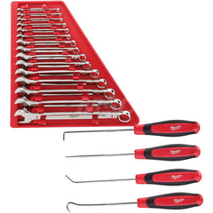 Combination Wrench Set: 15 Pc, 1/4 9/32 5/16 11/32 3/8 7/16 1/2 9/16 5/8 11/16 3/4 13/16 7/8 15/16 & 1 Wrench, Inch Chrome-Plated