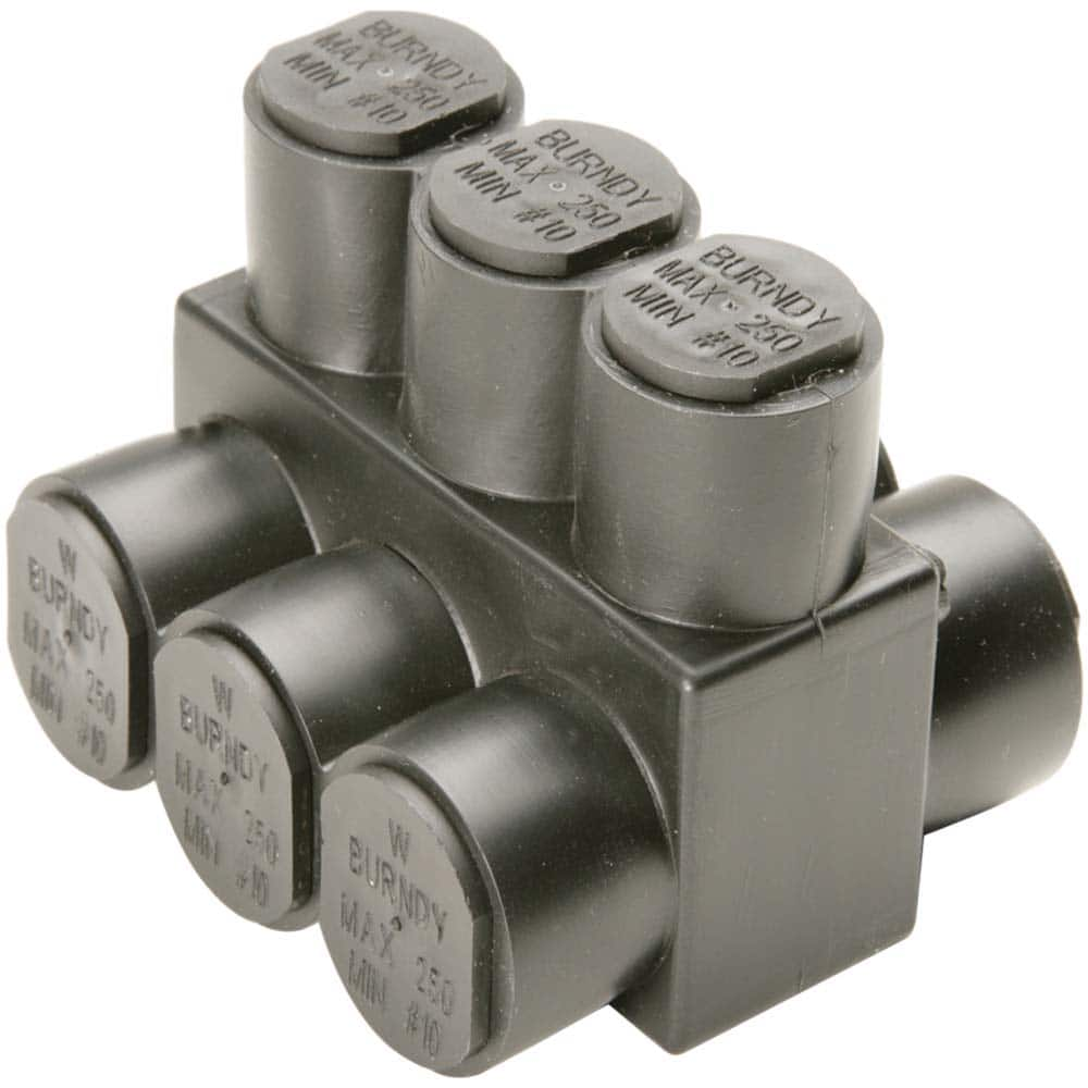 Burndy - Split Bolt Connectors; Connector Material: Aluminum ; Maximum Compatible Wire Size (AWG): 2/0 ; Minimum Compatible Wire Size (AWG): 14 ; Compatible Wire Type: Aluminum; Copper ; Base Width (Inch): 1.31 ; Base Width (Decimal Inch): 1.31 - Exact Industrial Supply